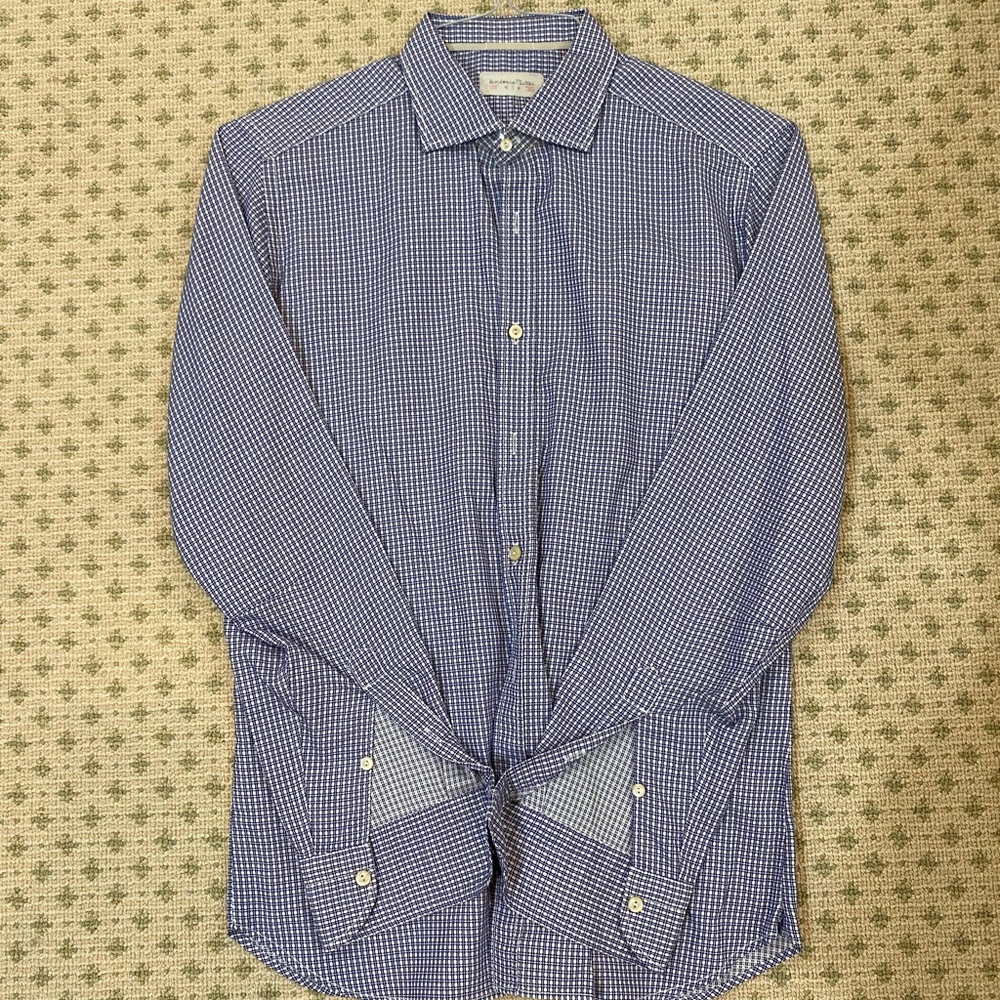 Blue patterned dress shirt